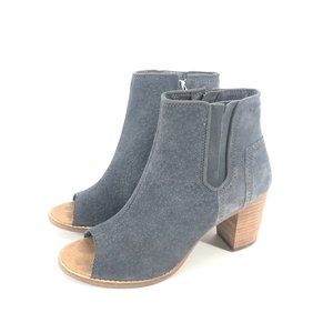 NWOT Toms Suede Open Toe Heeled Booties 9